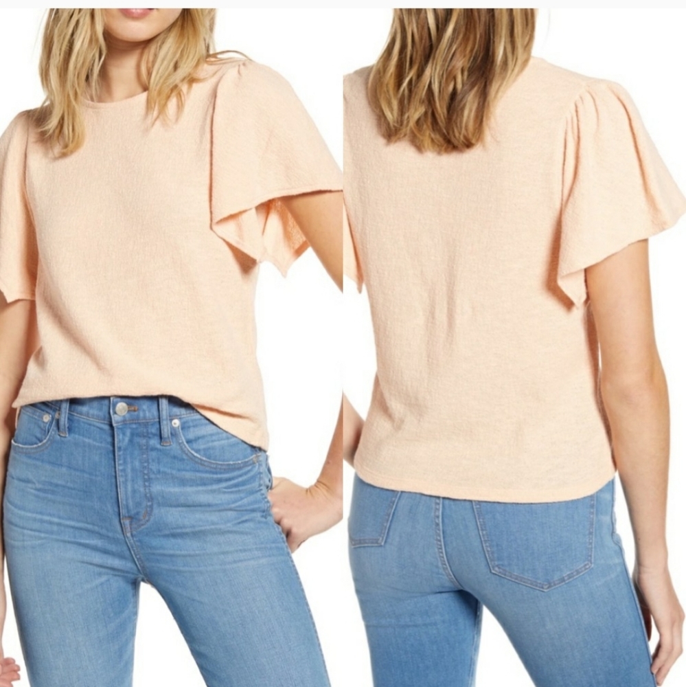 Nwot!Madewell Texture & Thread Flutter Sleeve Top - image 1